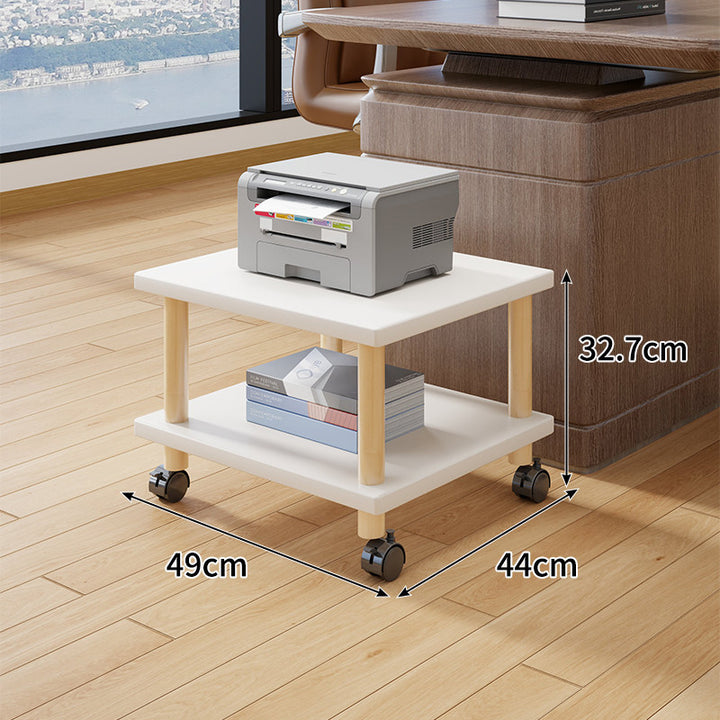 Compact Mobile Tiered Wooden Printer Stand with Swivel Casters