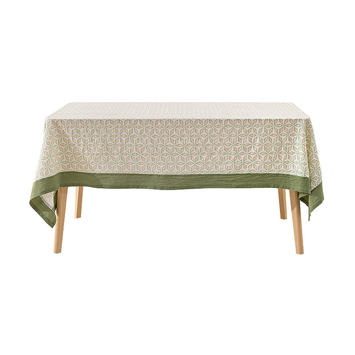 Cotton tablecloth with graphic all-over pattern and contrasting hem edge