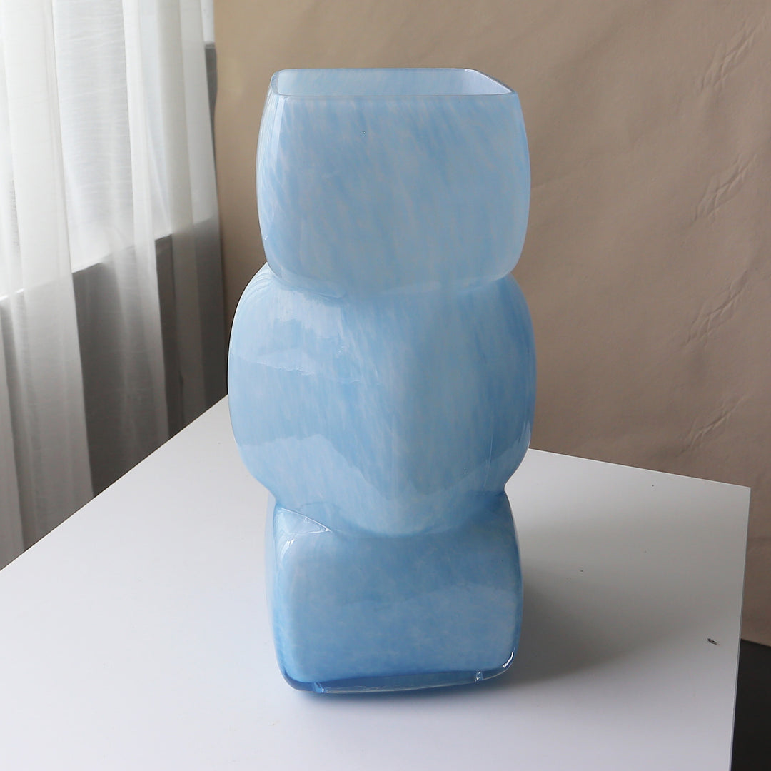 Ceramic Stacked Sculptural Centerpiece Vase with High-Gloss Glaze