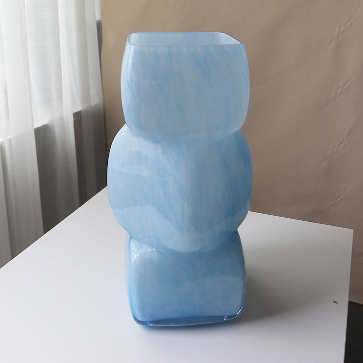 Ceramic Stacked Sculptural Centerpiece Vase with High-Gloss Glaze