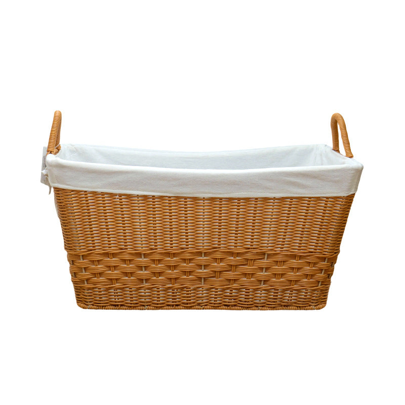 Braided storage basket with removable inner lining