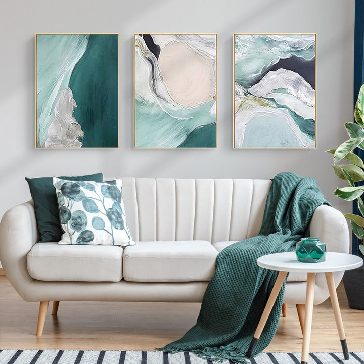 Abstract Ocean-Inspired Framed Wall Art