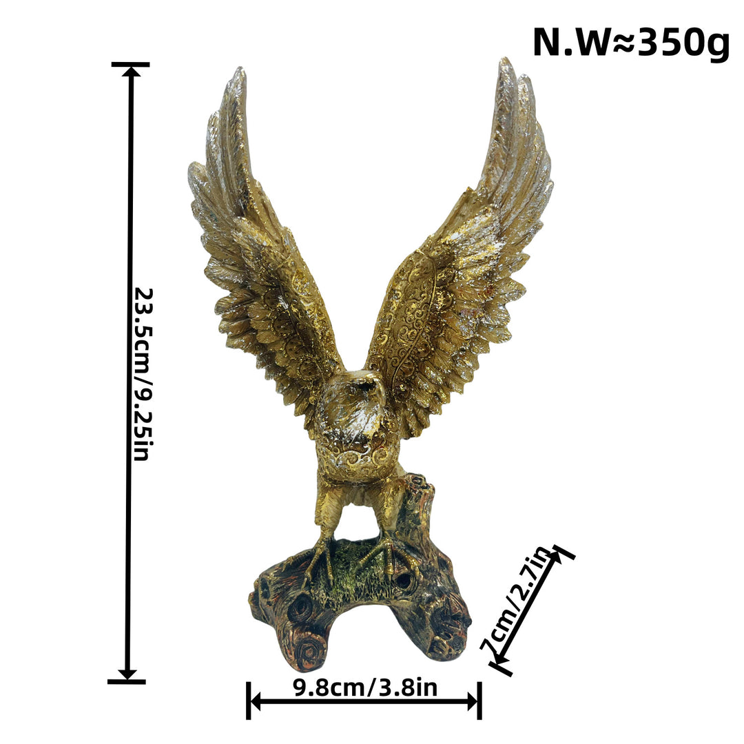 Elegant garden figure with eagle on tree trunk