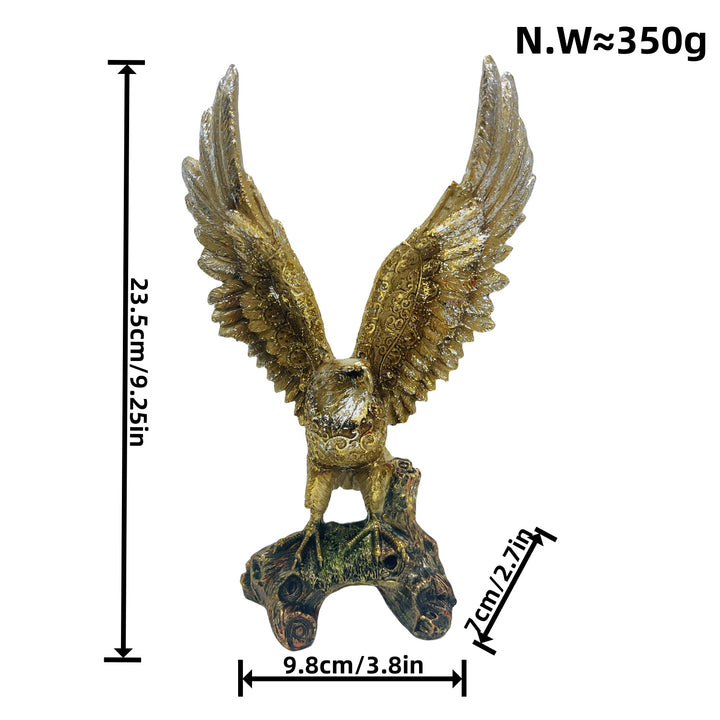 Elegant garden figure with eagle on tree trunk