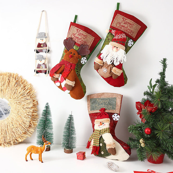 Festive Christmas stocking with loving Santa motifs
