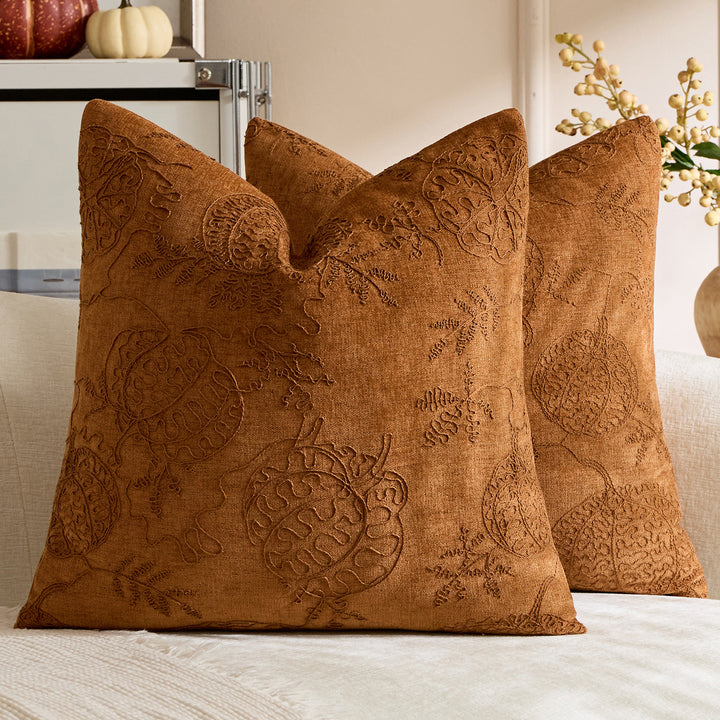 Decorative Embroidered Velvet Throw Pillow Cover Set