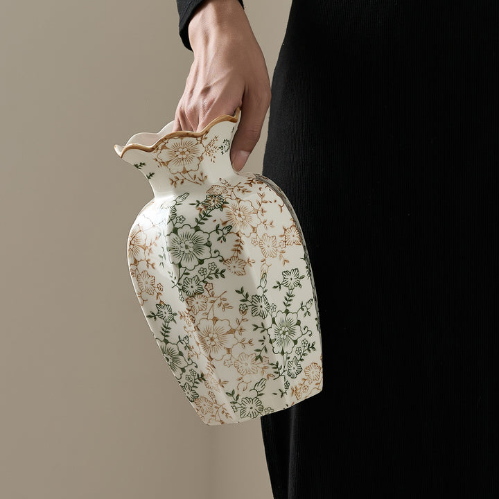 Elegant ceramic vase with floral pattern