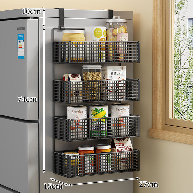 Over-Door Two Tier Metal Mesh Hanging Kitchen Storage Basket Organizer with Hooks