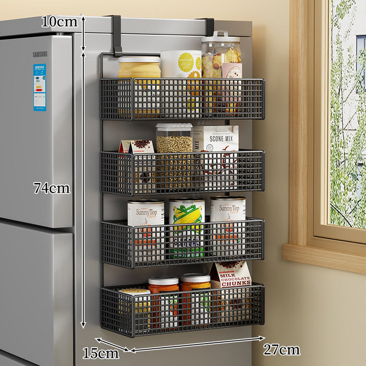 Over-Door Two Tier Metal Mesh Hanging Kitchen Storage Basket Organizer with Hooks