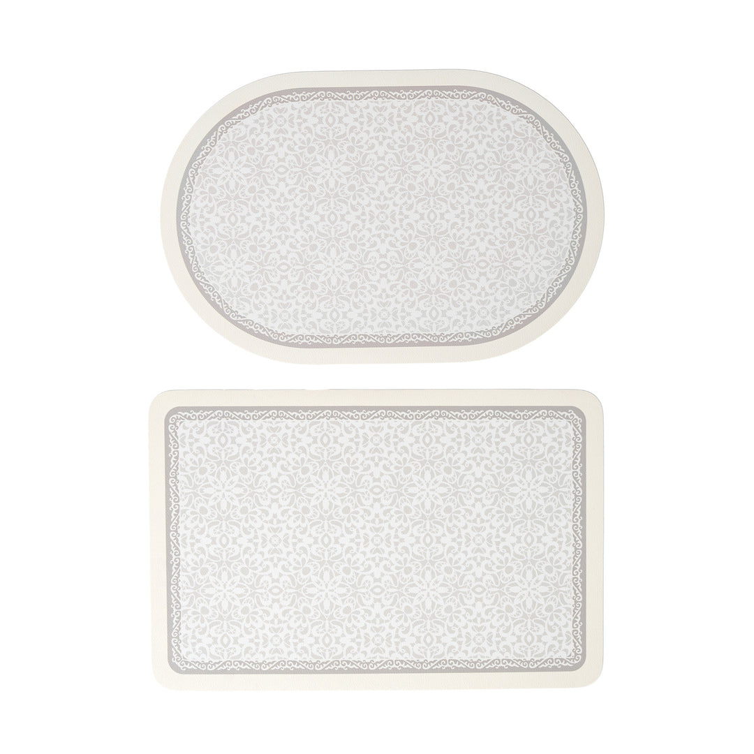 Bathroom Mat Set with non-slip soft back underside and fine lace pattern look