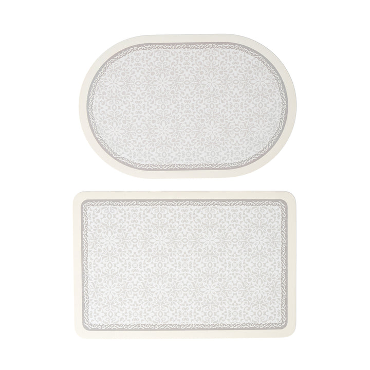 Bathroom Mat Set with non-slip soft back underside and fine lace pattern look