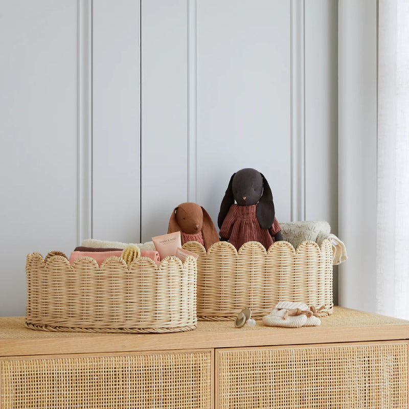 Handmade decorative basket with wavy edge