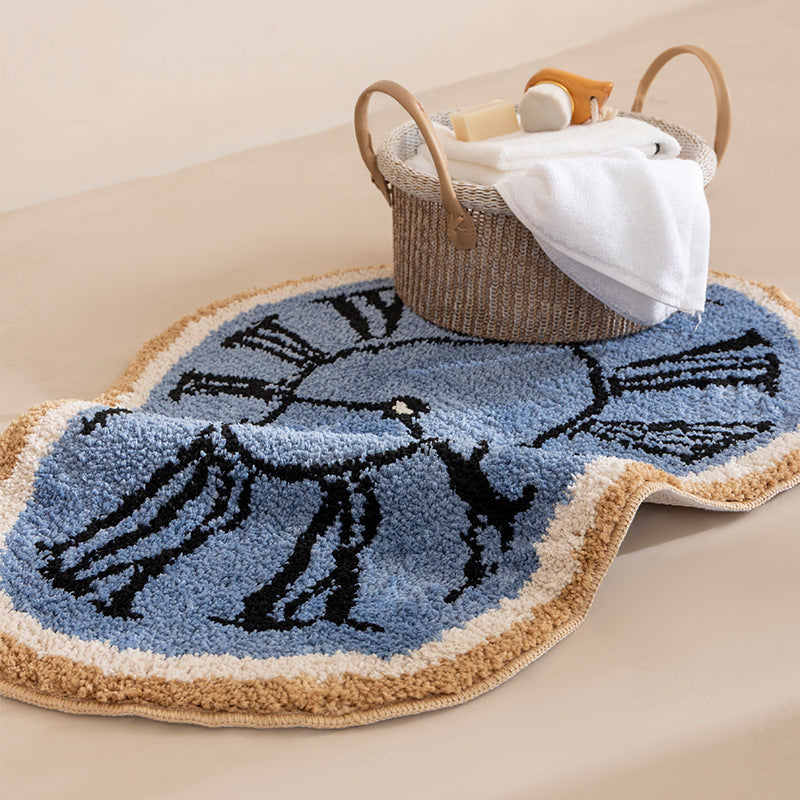 Decorative hand-tufted rug mat in organic clock shape