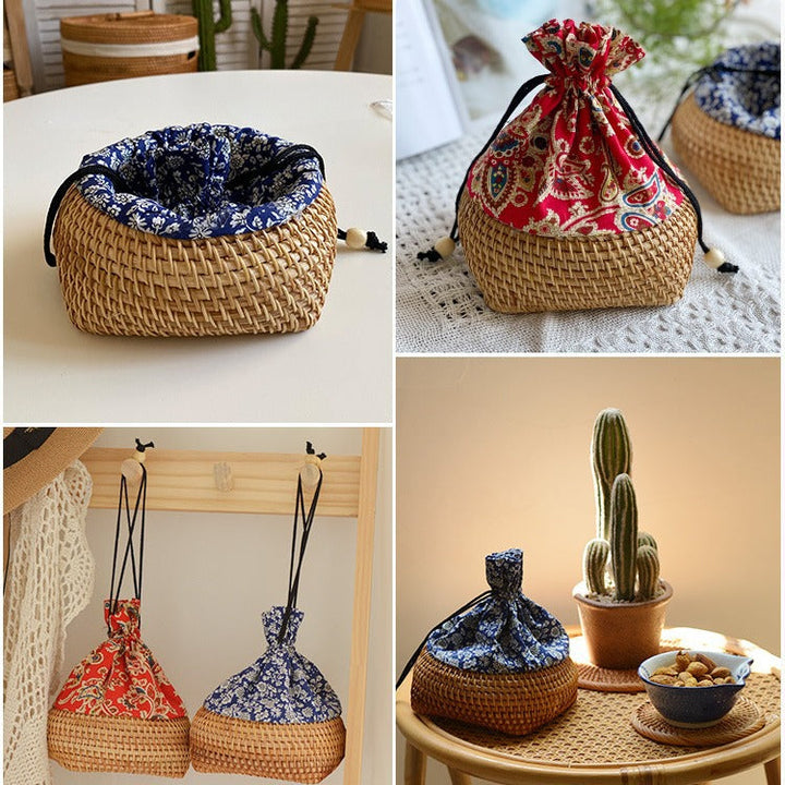 Charming storage bag made of hand-woven rattan