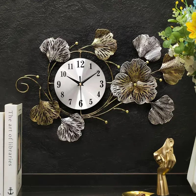 Artistic Floral Wall Clock Sculpture