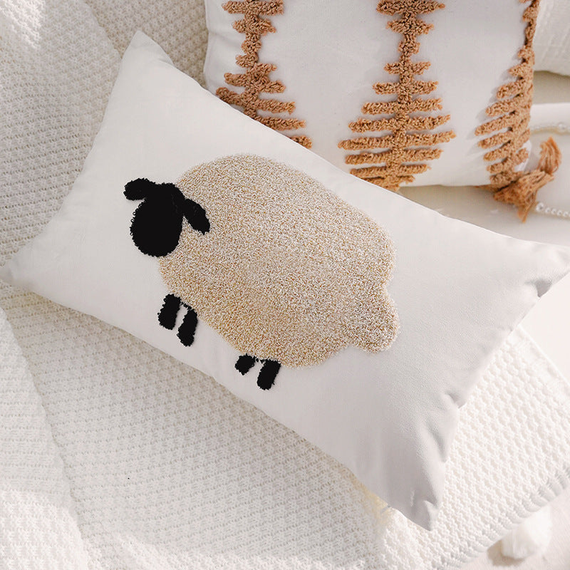 Decorative Sheep-Themed Lumbar Pillow
