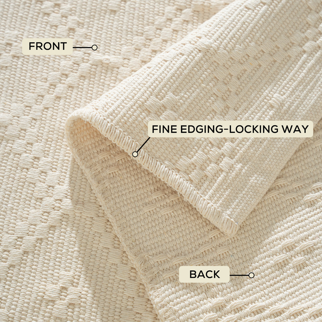 Woven square placemat with embossed diamond pattern
