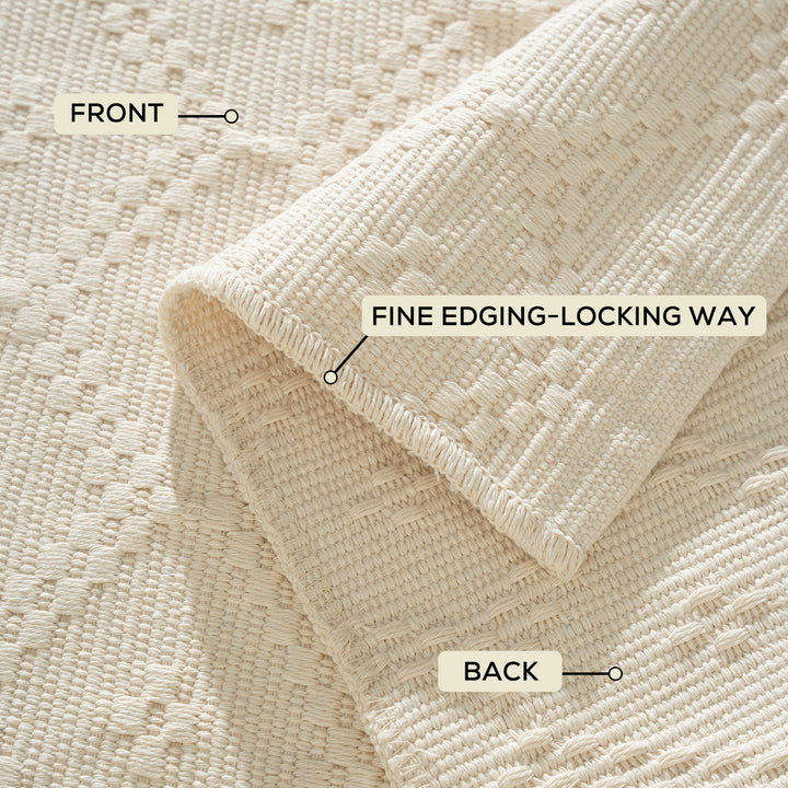 Woven square placemat with embossed diamond pattern
