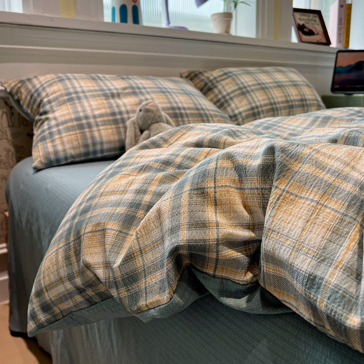 Soft Cotton Checkered Duvet Cover Set