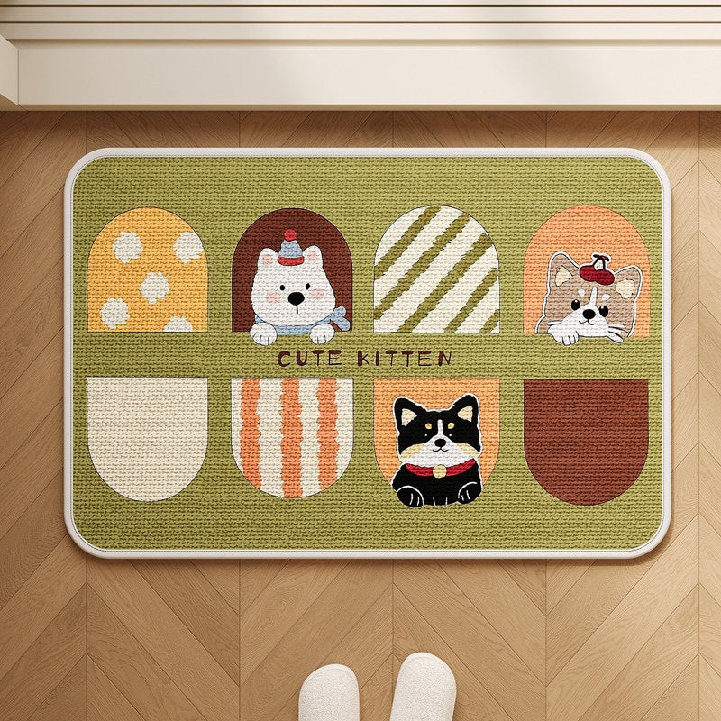 Patchwork Cat-Themed Area Mat