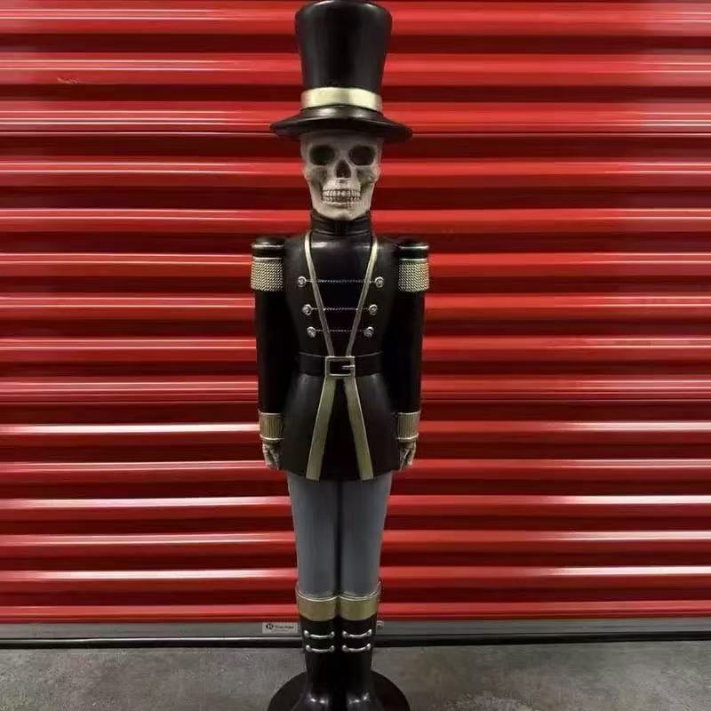 Decorative skeleton figure in military look