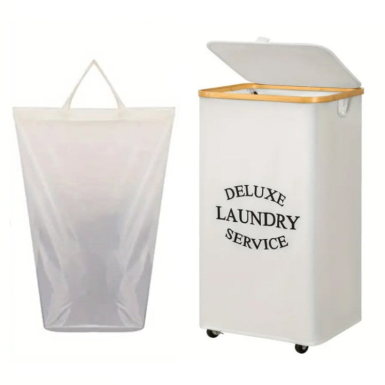 Laundry separation system with bamboo lid and multiple compartments