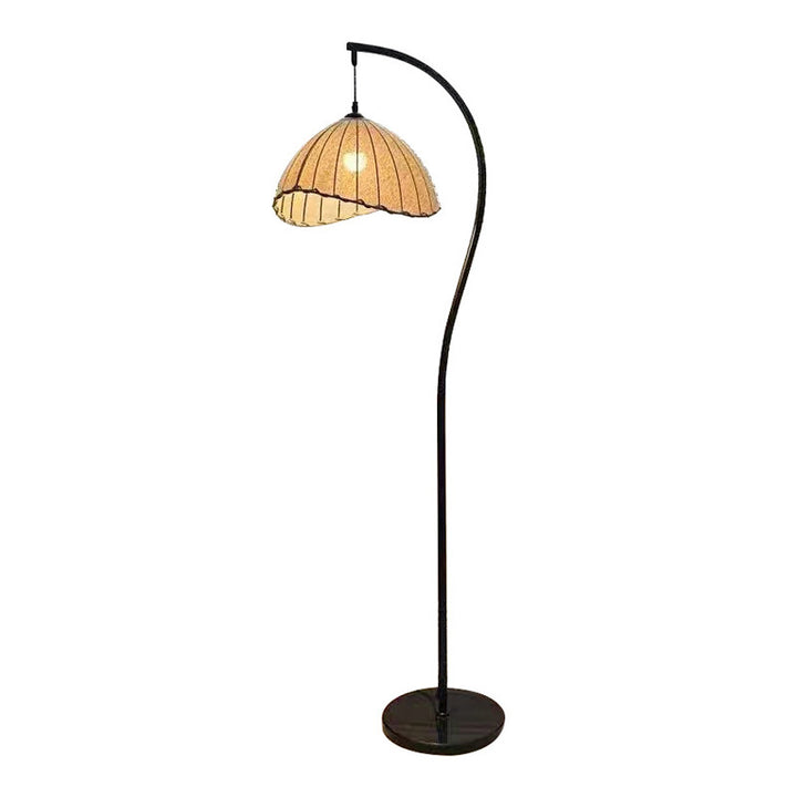 Stylish arc floor lamp with integrated side table