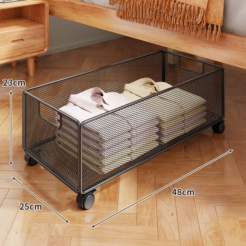 Under-Bed Rolling Mesh Storage Basket with Castor Wheels