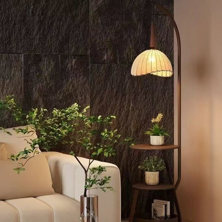 Modern floor lamp with integrated plant stand
