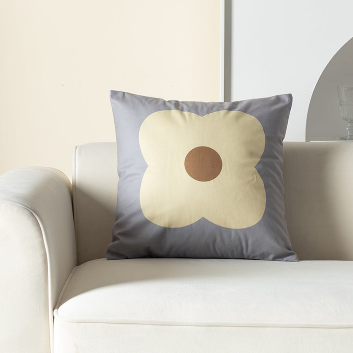 Square decorative cushion cover with large floral pattern and hidden zipper