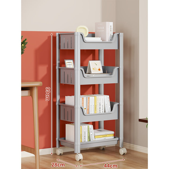 Multi-Tier Mobile Rolling Plastic Storage Organizer Cart with Deep Removable Bins