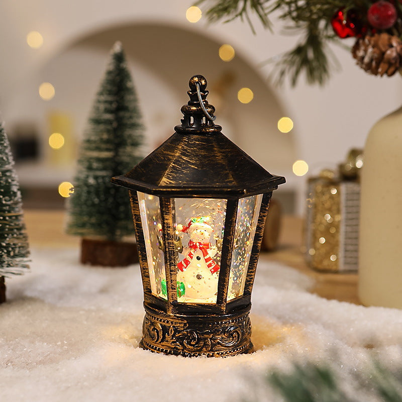 Nostalgic Christmas lantern with glowing Santa Claus motif