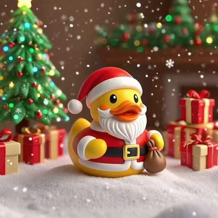 Funny rubber duck in craftsman's outfit