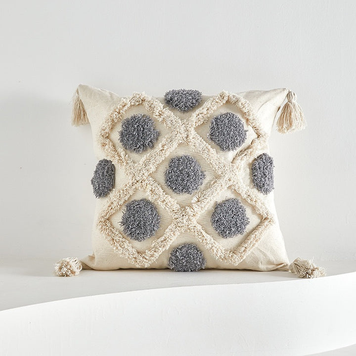 Textured Decorative Throw Pillow with Tassels