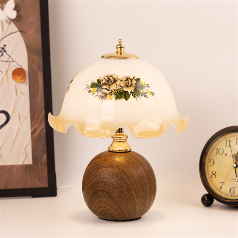 Vintage glass table lamp with artistic shade