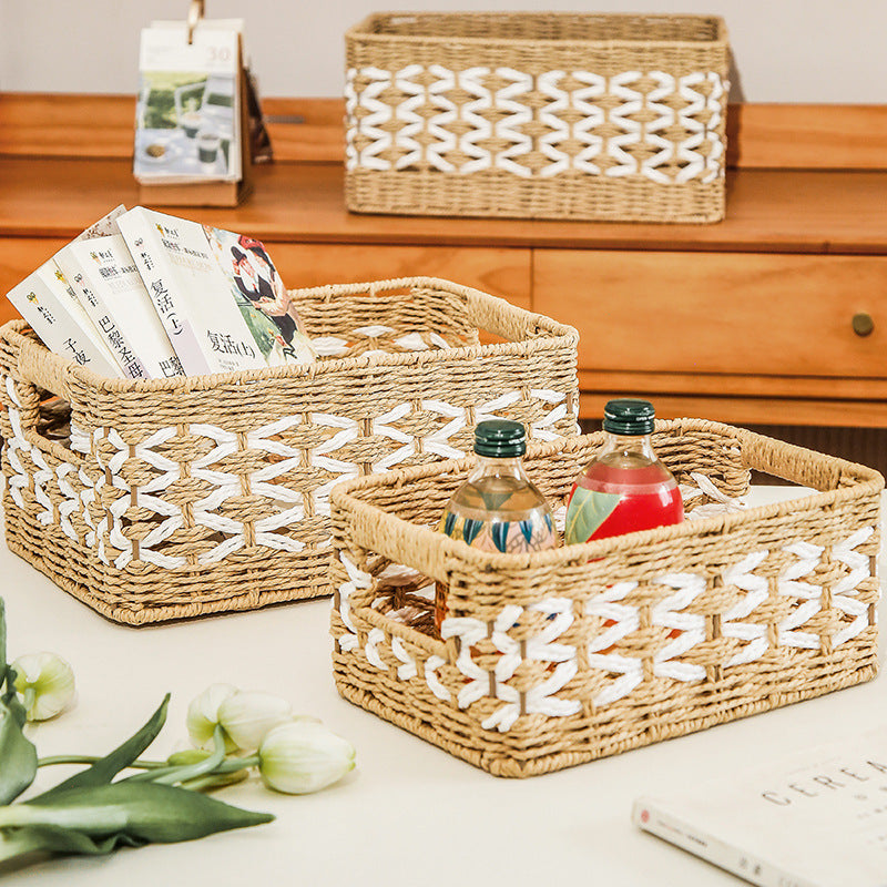 Decorative basket made of natural fiber with elegant design