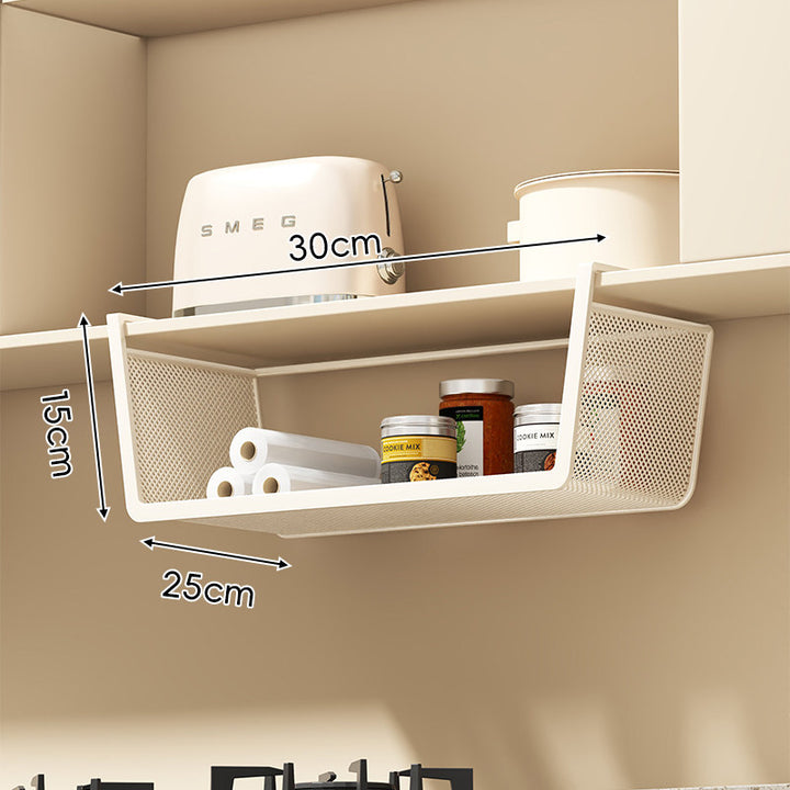 Under-Shelf Sliding Wire Storage Basket with Quick-Clip Mounts