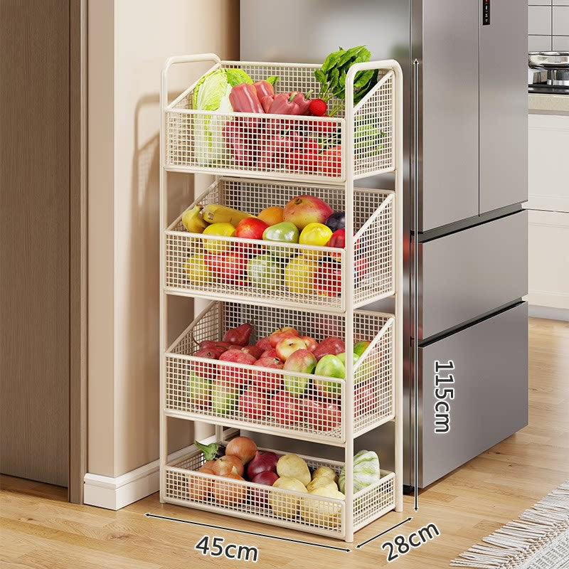 Stackable Five-Tier Metal Mesh Kitchen Pantry Organizer Rack