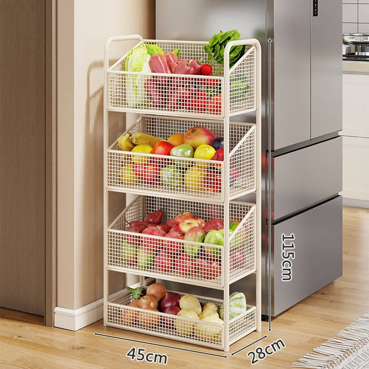 Stackable Five-Tier Metal Mesh Kitchen Pantry Organizer Rack