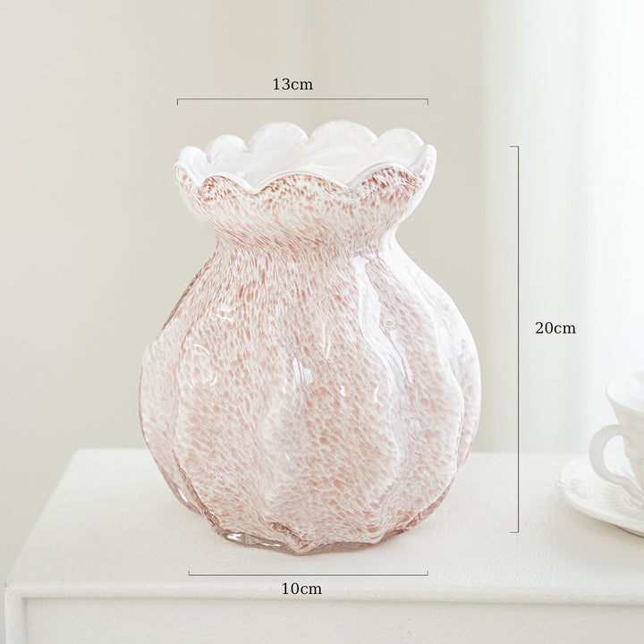 Handcrafted Pebbled Scalloped-Rim Decorative Bud Vase