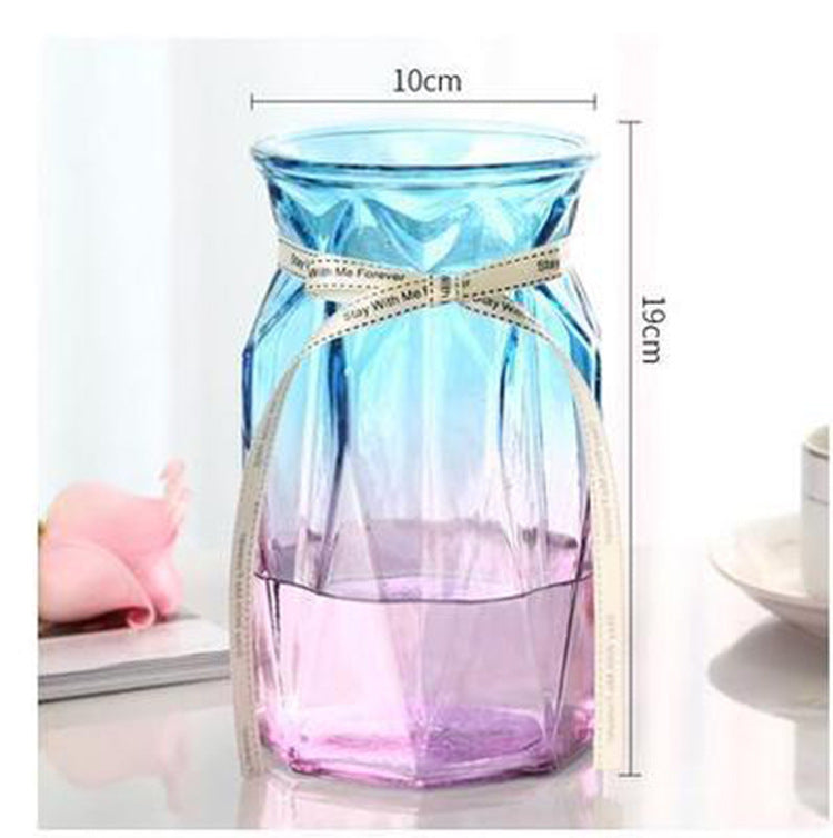 Geometric Patterned Glass Flower Vase