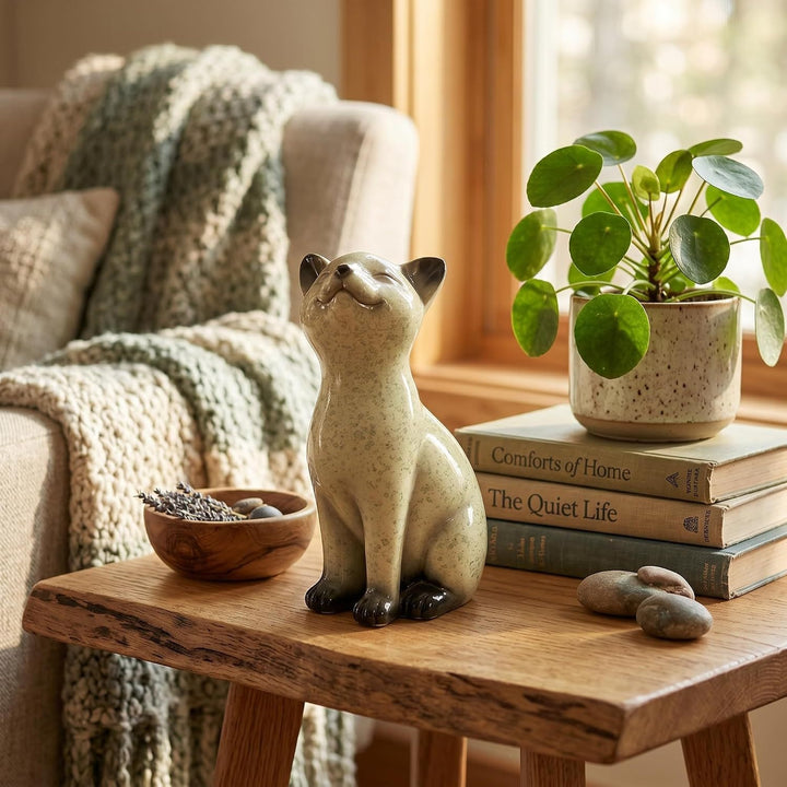 Resin statue of a cat