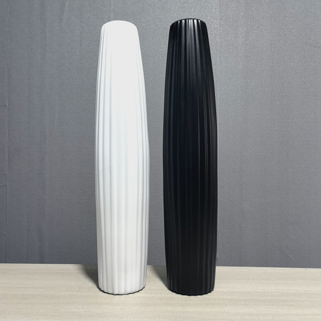 Elegant Tall Decorative Ribbed Vase