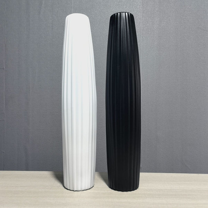 Elegant Tall Decorative Ribbed Vase
