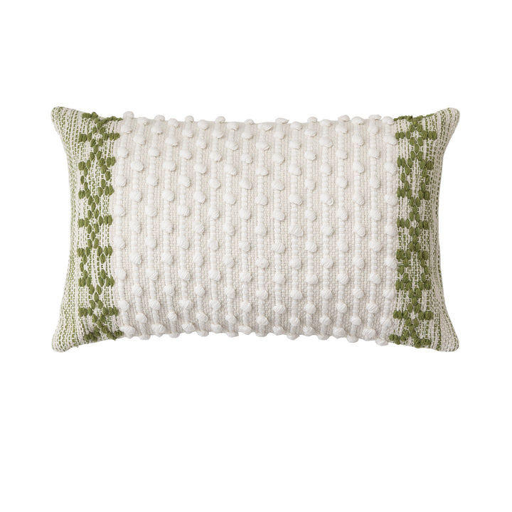 Woven Boho decorative cushion with tassels, tufted relief and handcrafted details