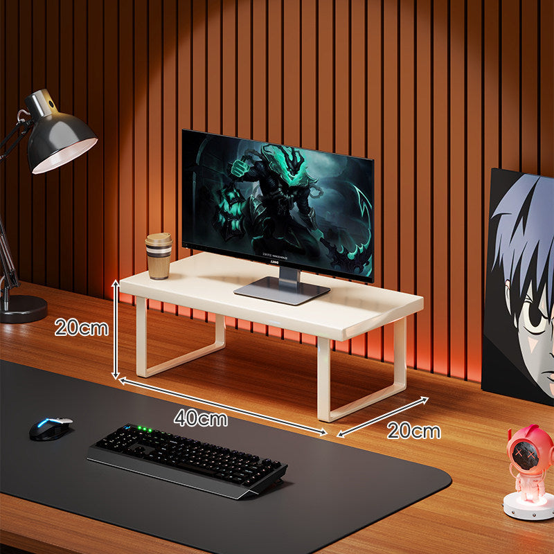 Elevated Solid Wood Ergonomic Monitor Riser Shelf with Metal Frame Stand