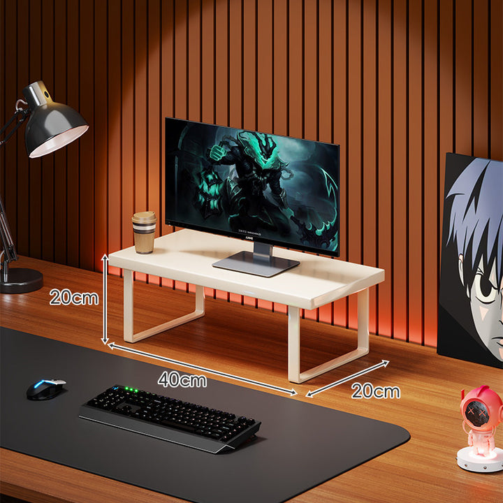 Elevated Solid Wood Ergonomic Monitor Riser Shelf with Metal Frame Stand