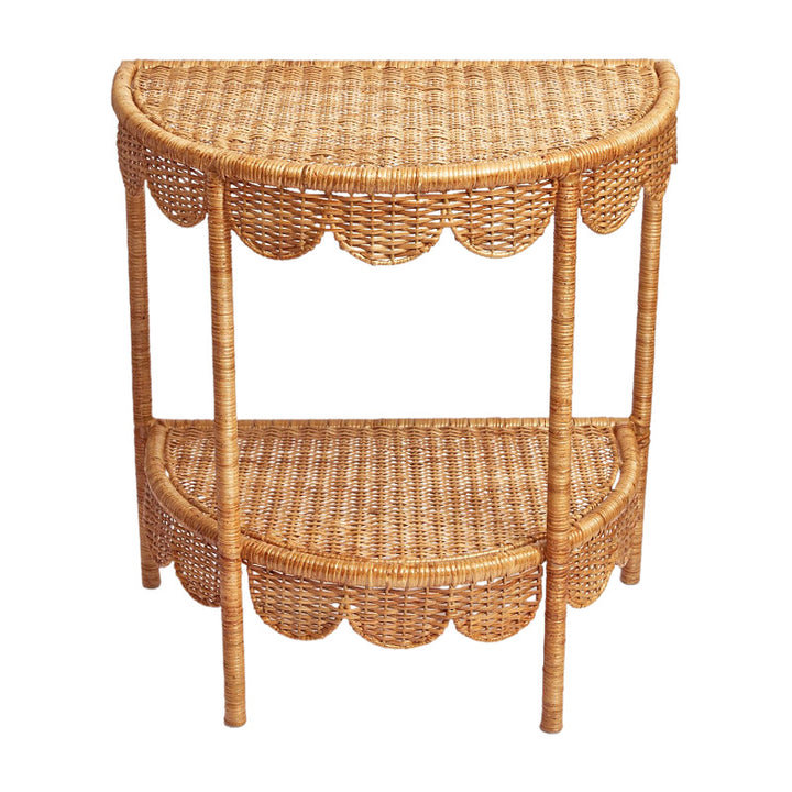 Round wicker table in vintage style