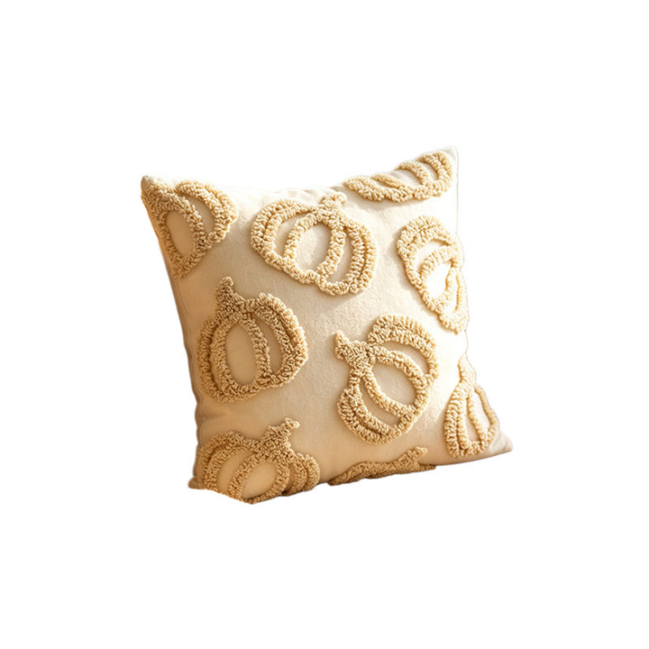 Tufted Pumpkin Chenille Square Accent Pillow Cover