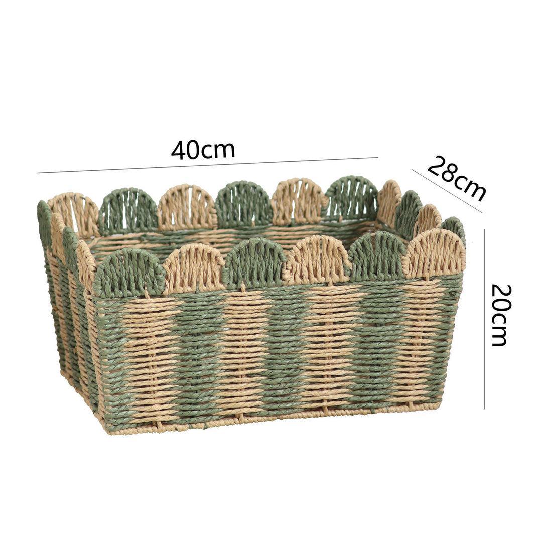 Decorative storage basket made of woven material
